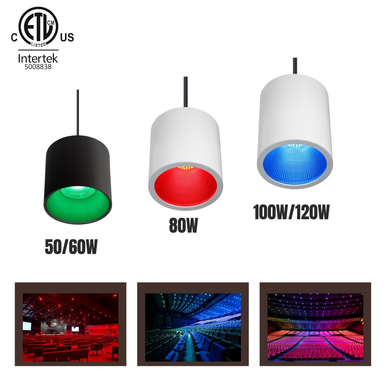 100W ETL Listed Pendant RGBW LED Downlight