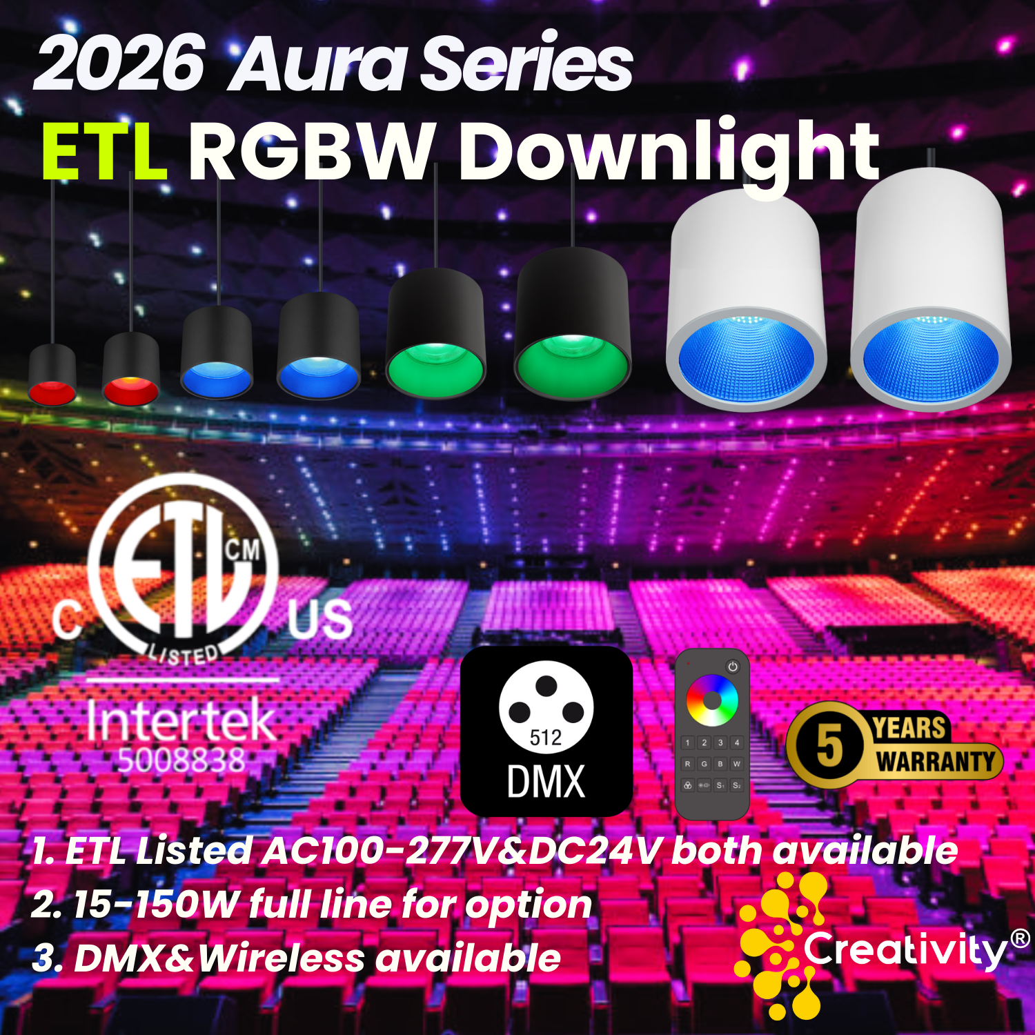 10W Indoor Pendant RGBW LED Downlight