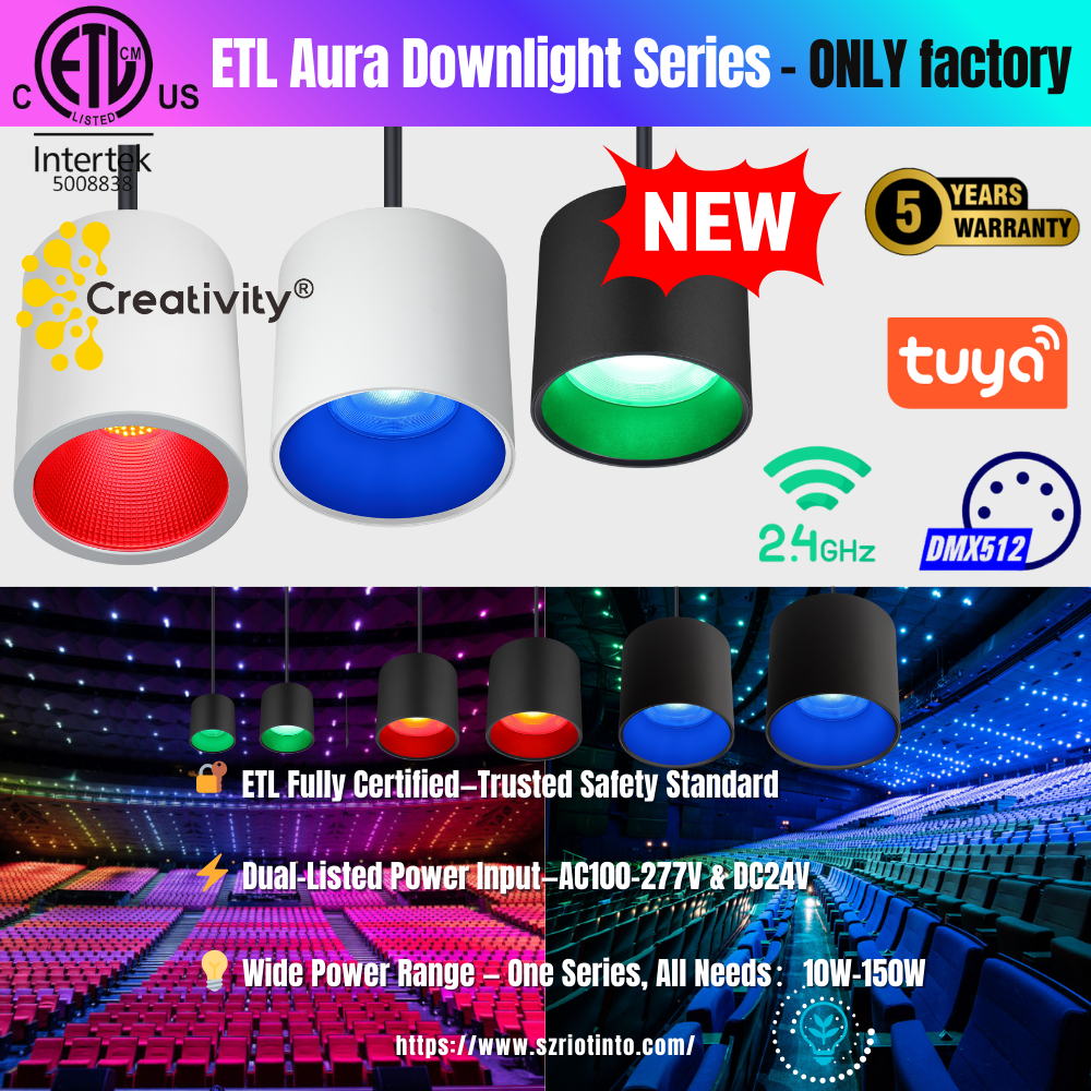 ETL Listed RGBW Pendant LED Downlight for Auditoriums