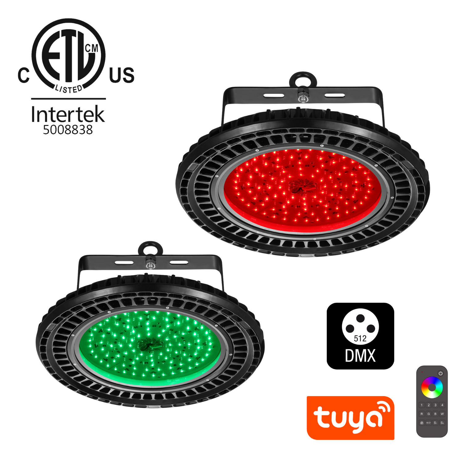 ETL cETL Certified IP65 Light 250W RGBW DMX UFO Light High Bay Light