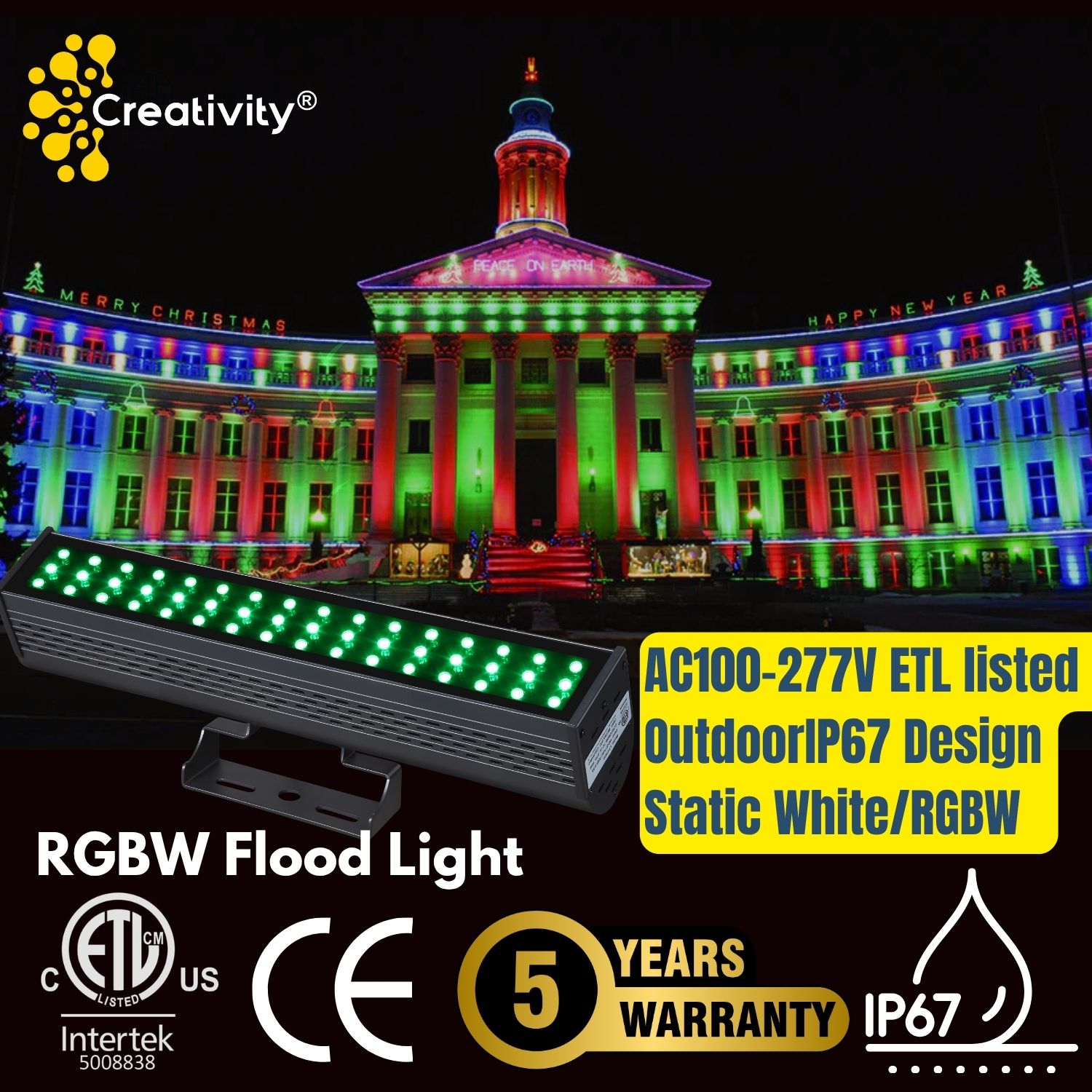 ETL Listed outdoor 100W RGB RGBW LED Flood Light