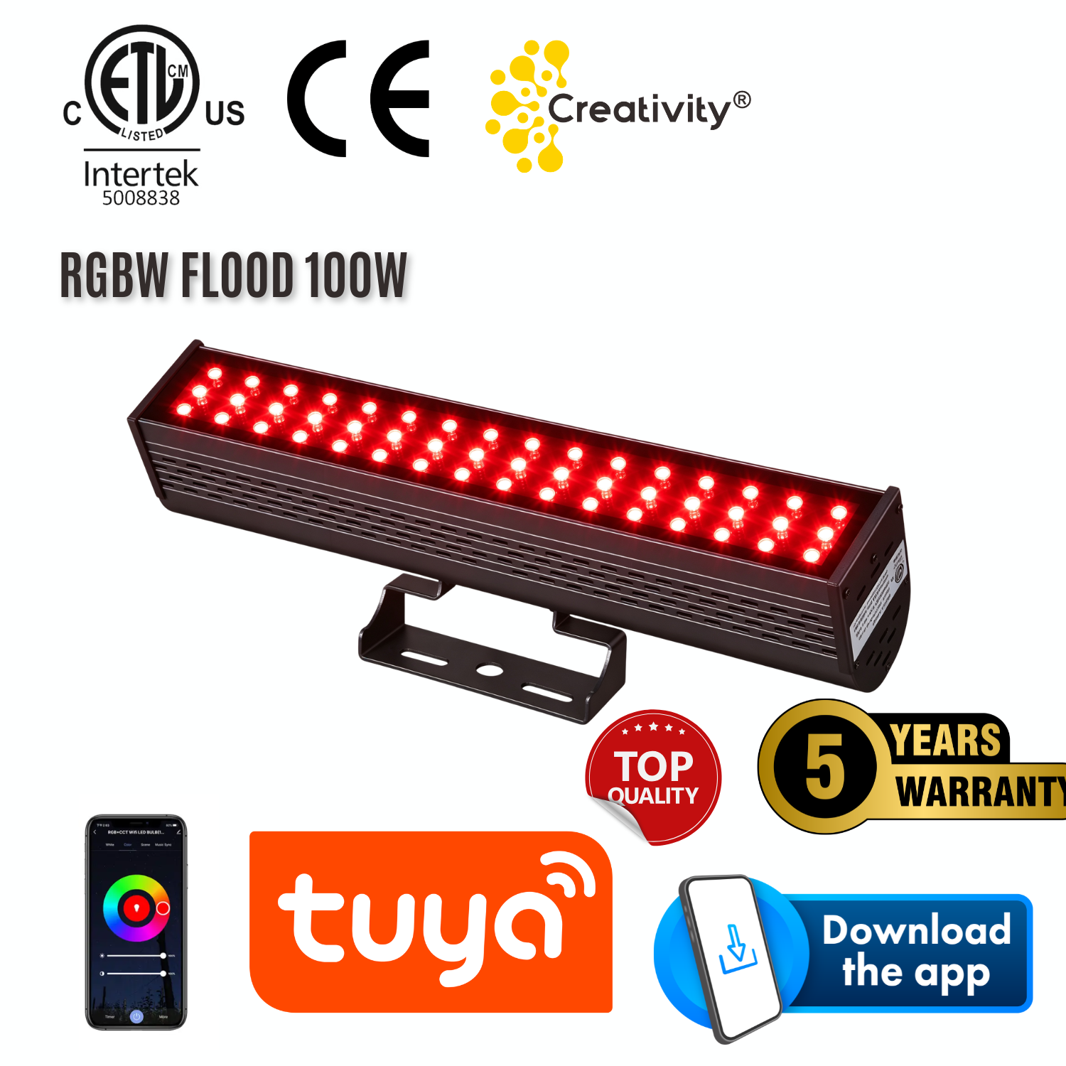 ETL Listed outdoor 100W RGB RGBW LED Flood Light