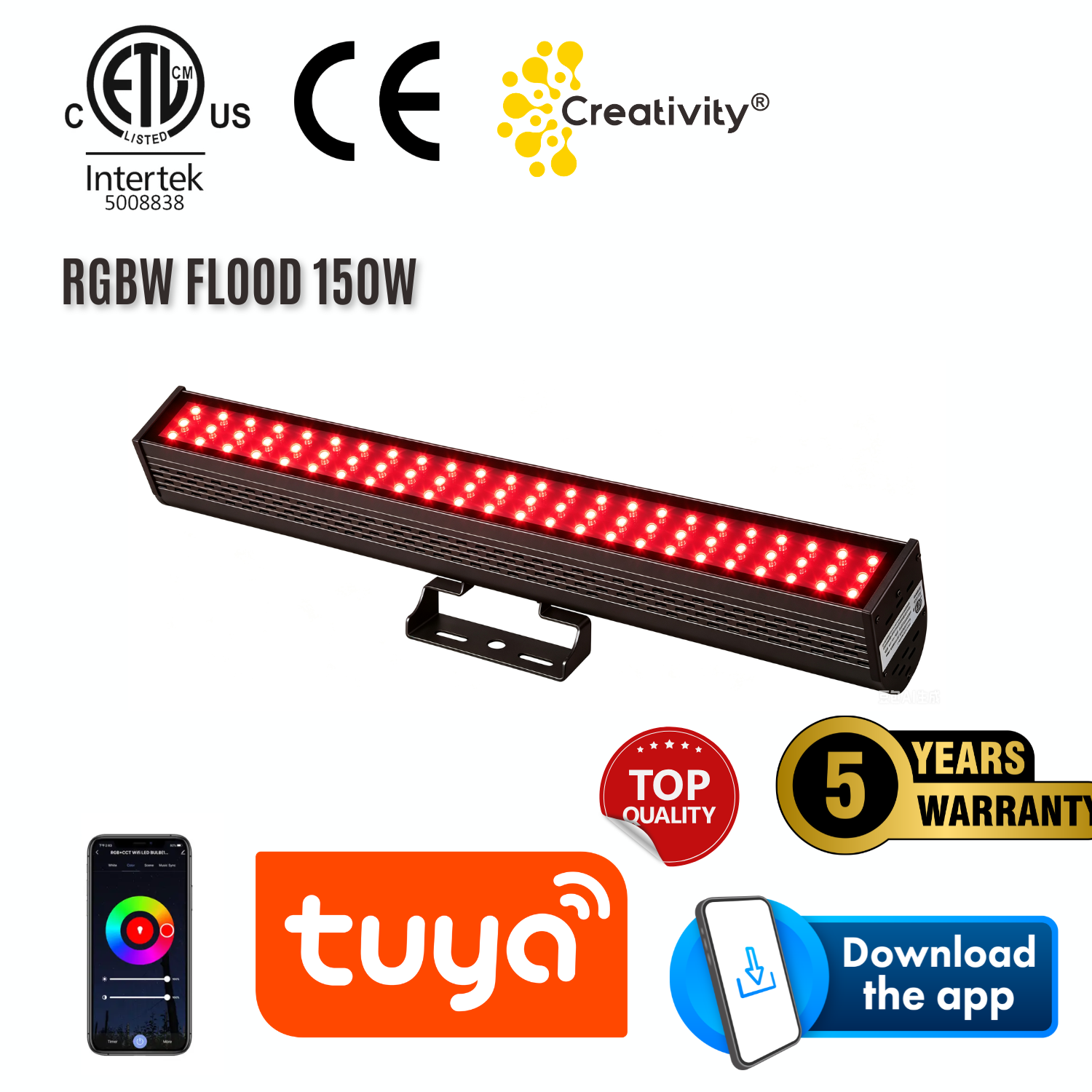 ETL Listed outdoor 150W RGB RGBW LED Flood Light 