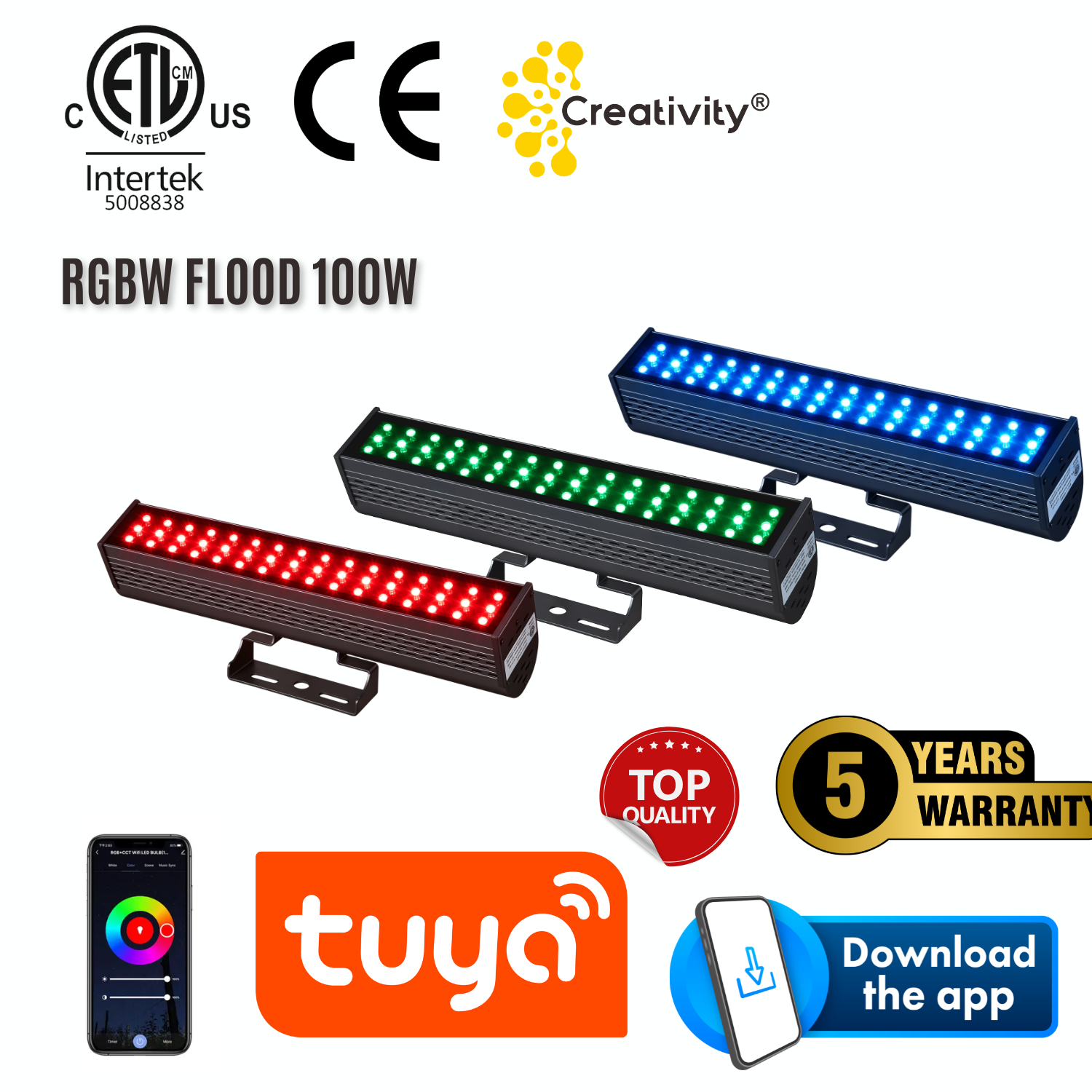 ETL Listed outdoor 100W RGB RGBW LED Flood Light