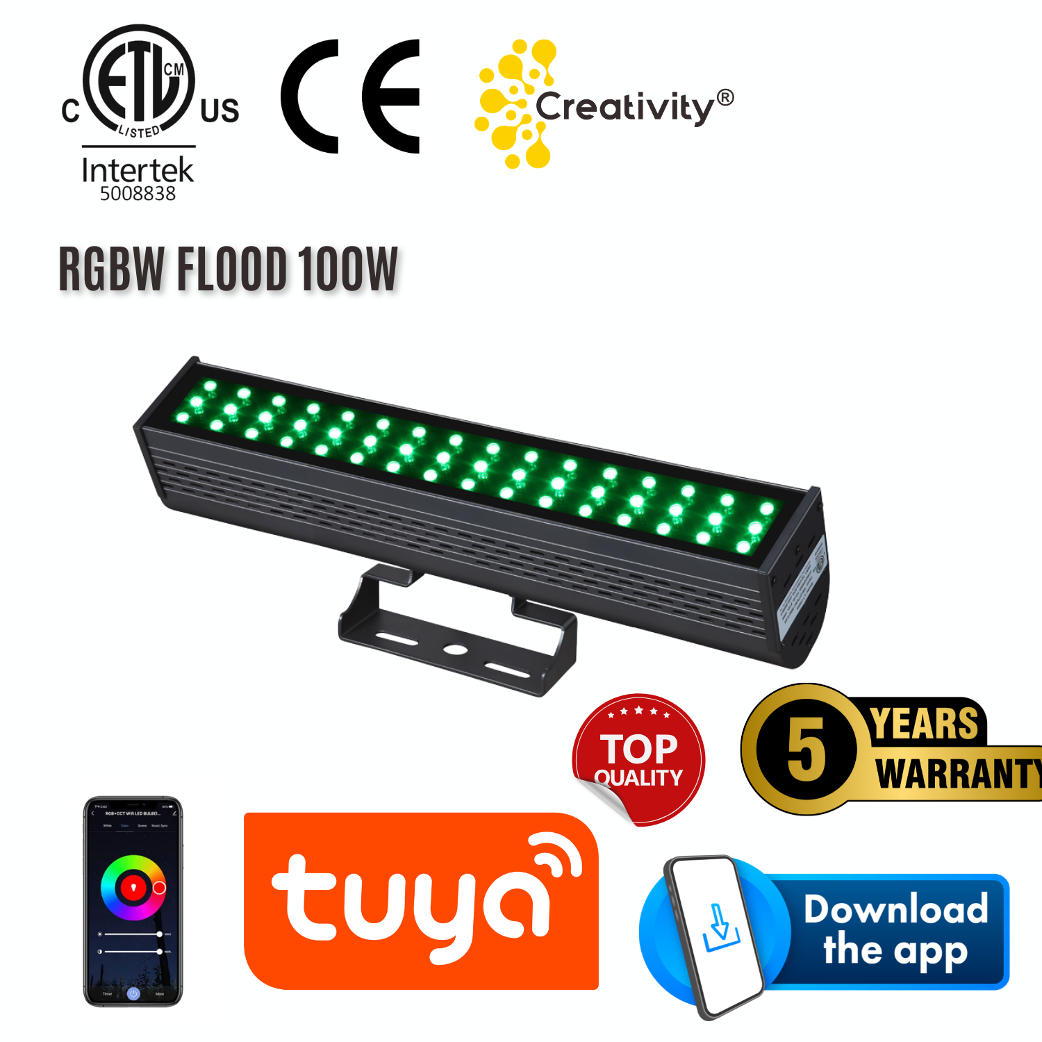 ETL Listed outdoor 100W RGB RGBW LED Flood Light