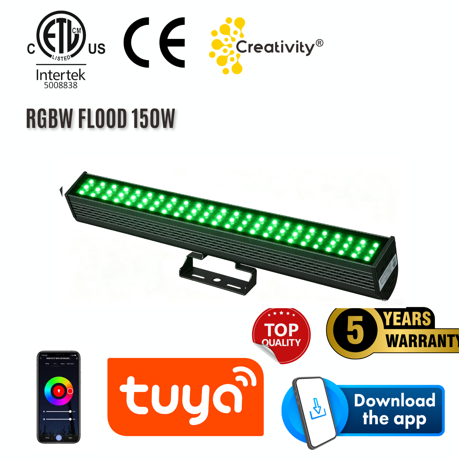 ETL Listed outdoor 150W RGB RGBW LED Flood Light 