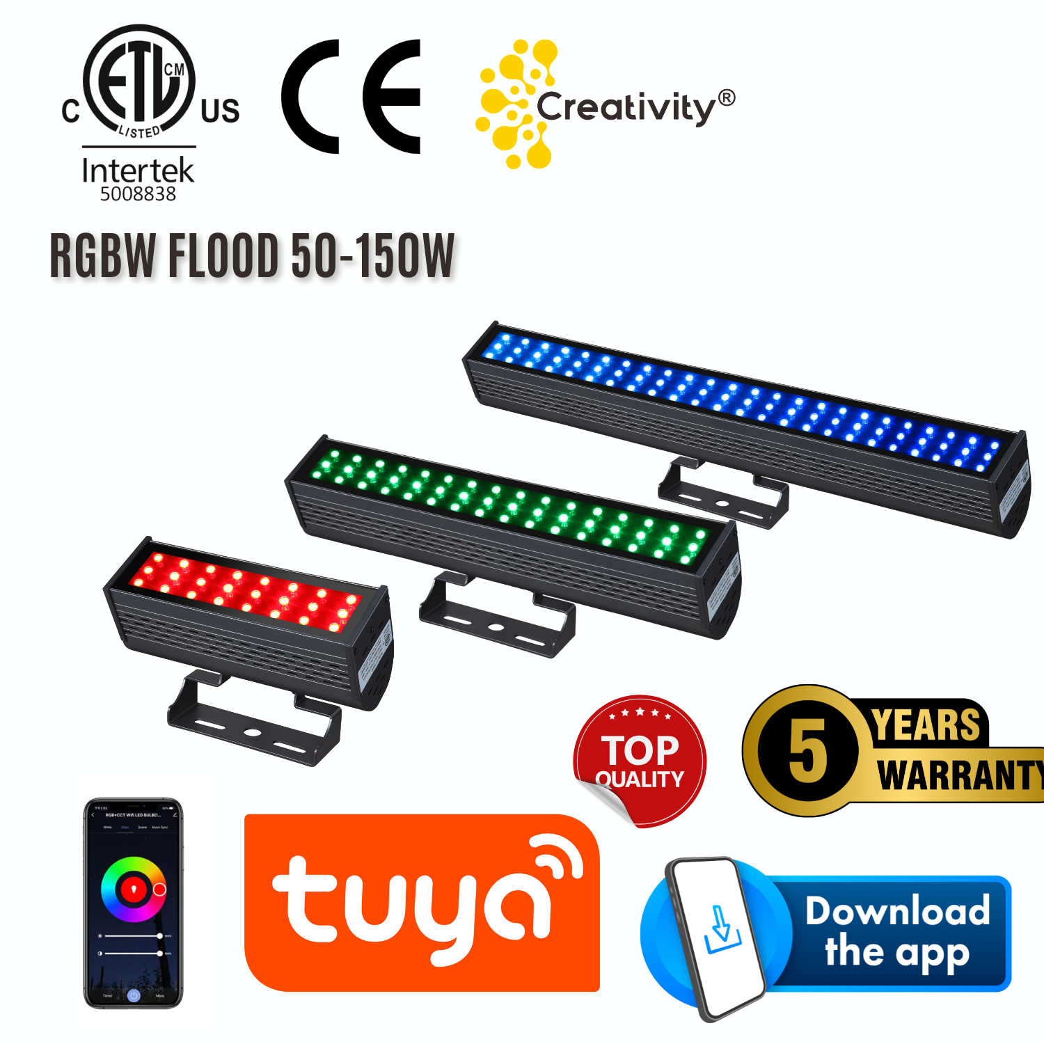 ETL Listed outdoor 150W RGB RGBW LED Flood Light 