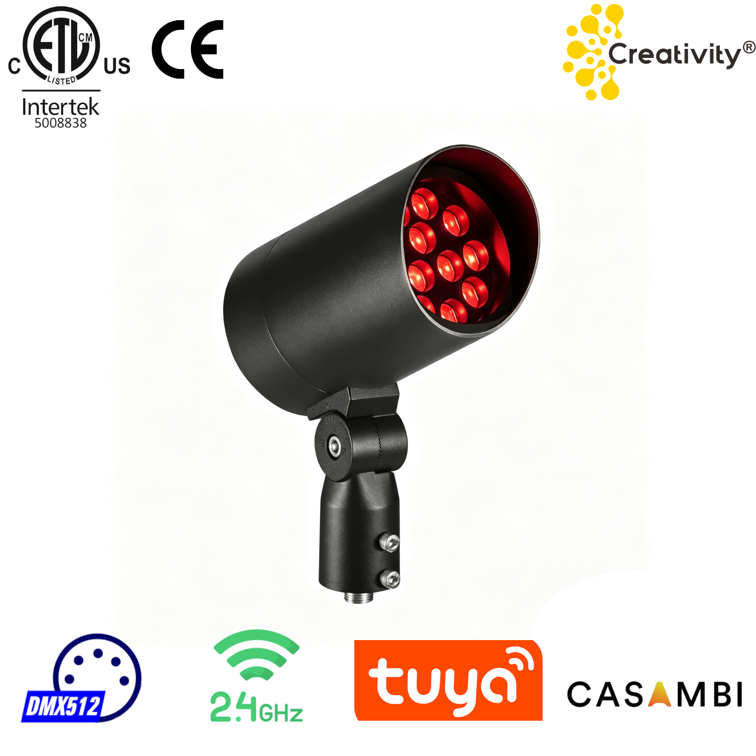 24W ETL Listed IP66 RGBW LED Landscape Flood Light