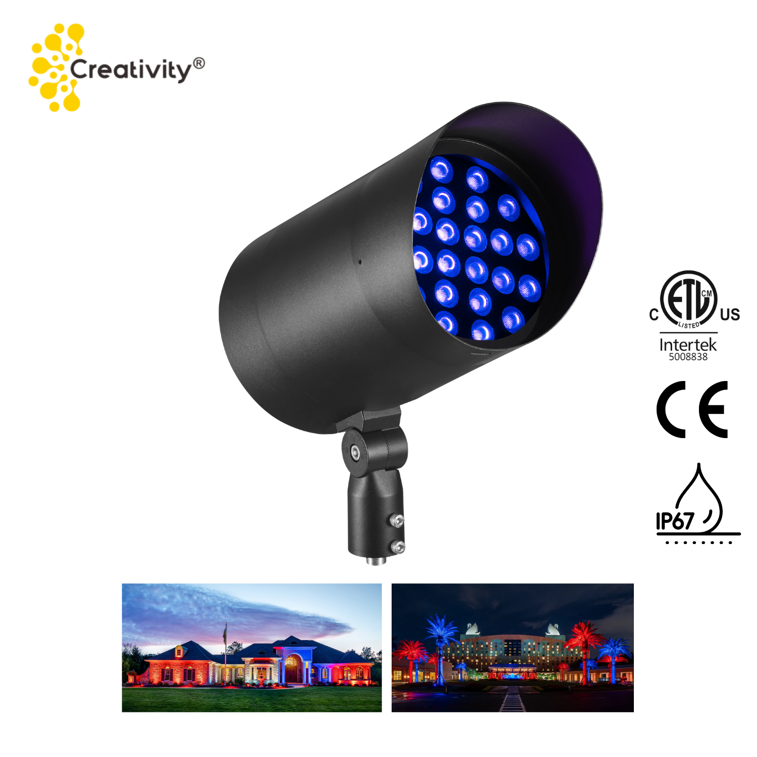 100W ETL Listed IP67 RGBW LED Landscape Flood Light